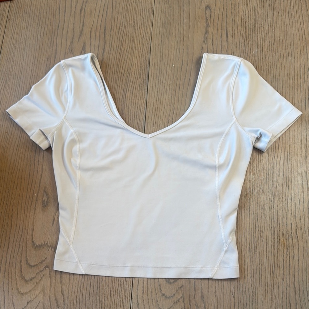 Lululemon Athletica White Short Sleeve Crop Bodysuit